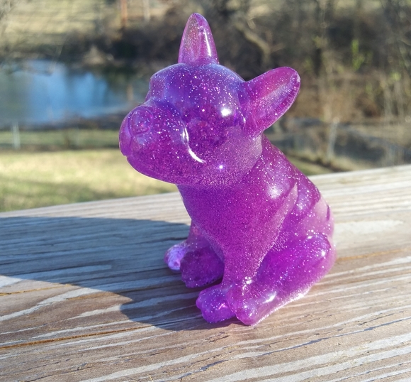 💜SOLD💜Frenchie Bulldog Epoxy Resin Art Purple - Picture 2 of 11